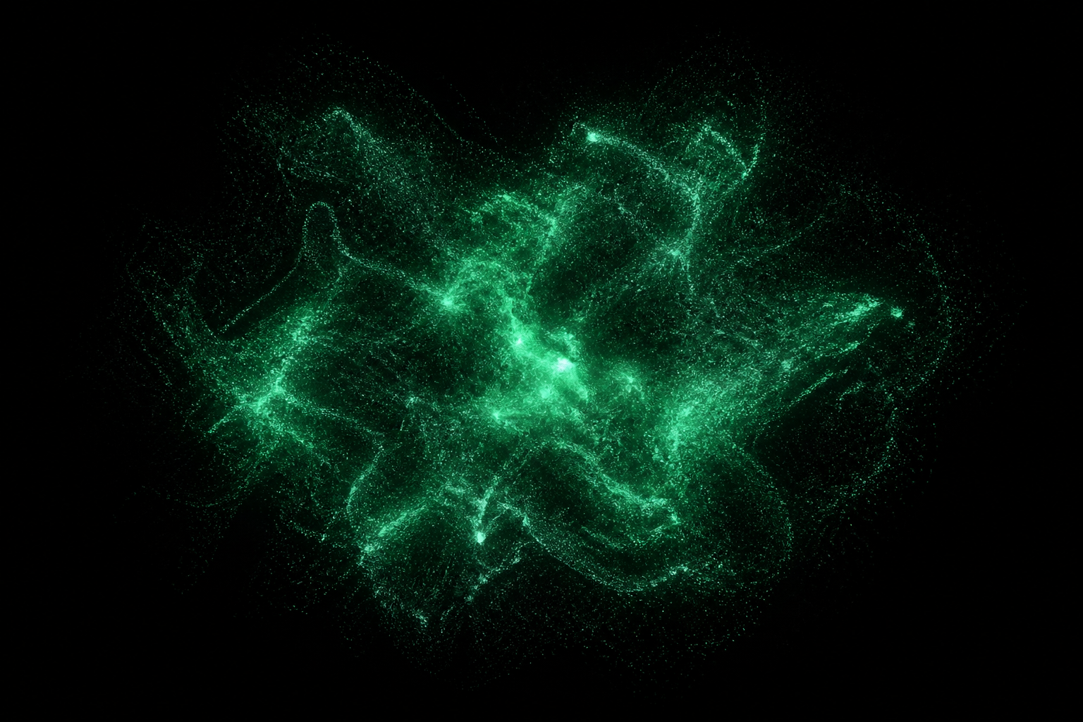 Emerald nebula on a dark sky