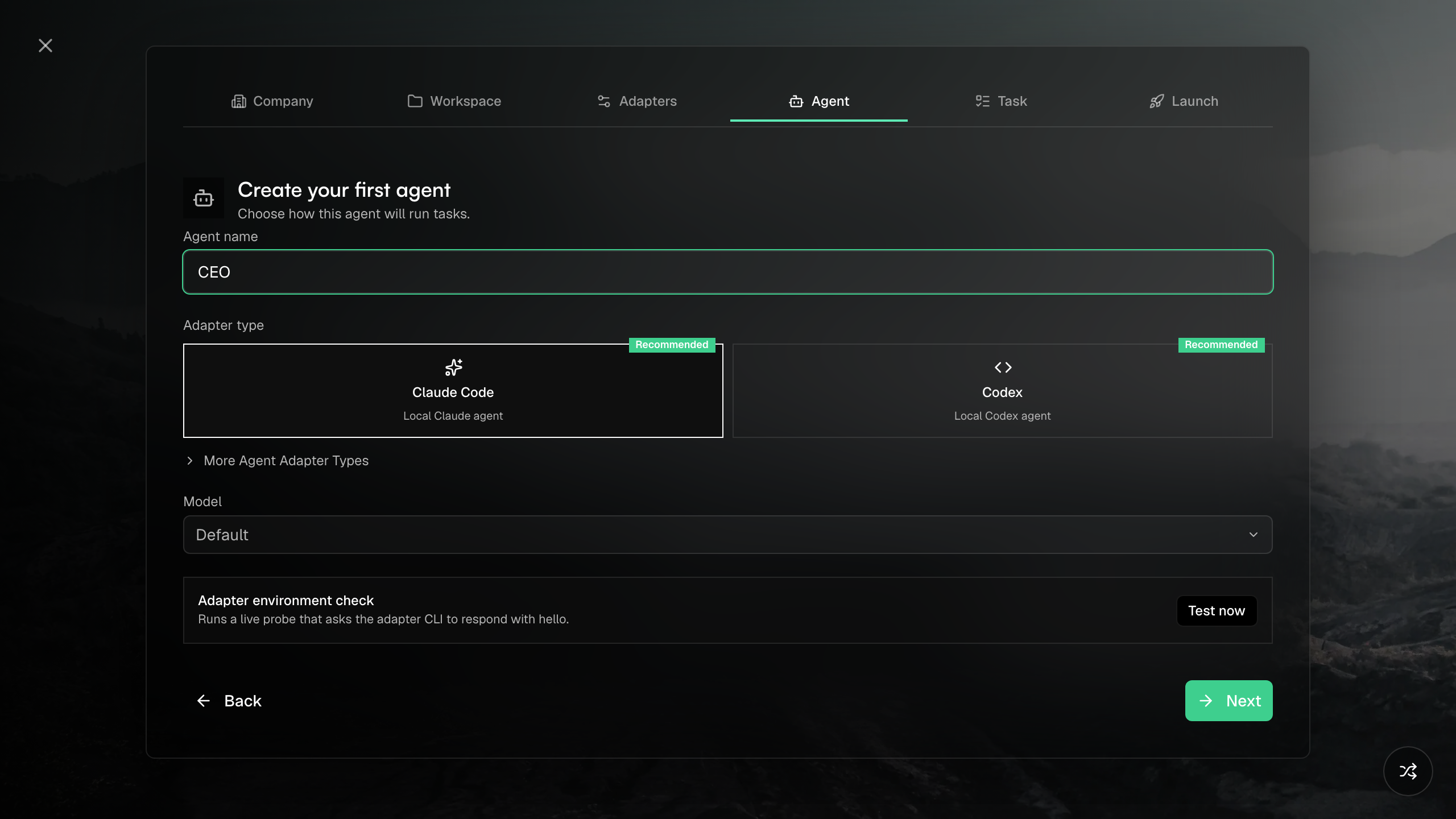 An agent setup with attached tools